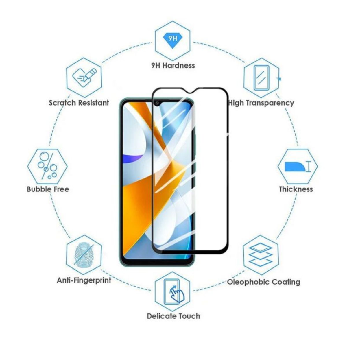 GENERICO - Lamina Mica Vidrio Templado Completa Para Xiaomi Poco C56
