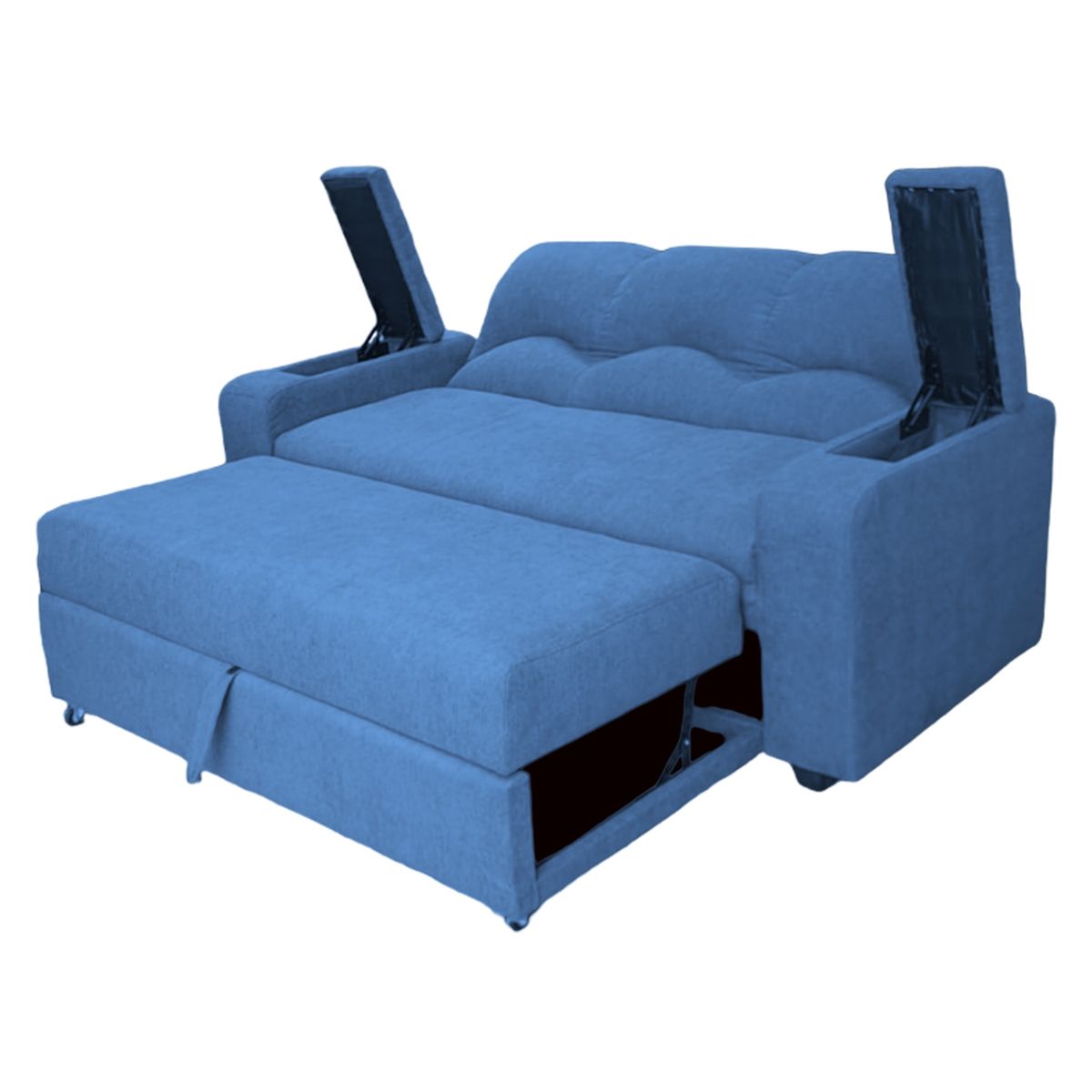 MUEBLERIA LATINA - SOFA CAMA FUNCIONAL 2 PZ DECO LINO AZUL