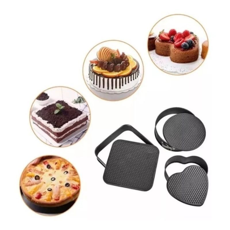 GENERICO - Set 3 Moldes Desmontable Antiadherente Para Reposteria