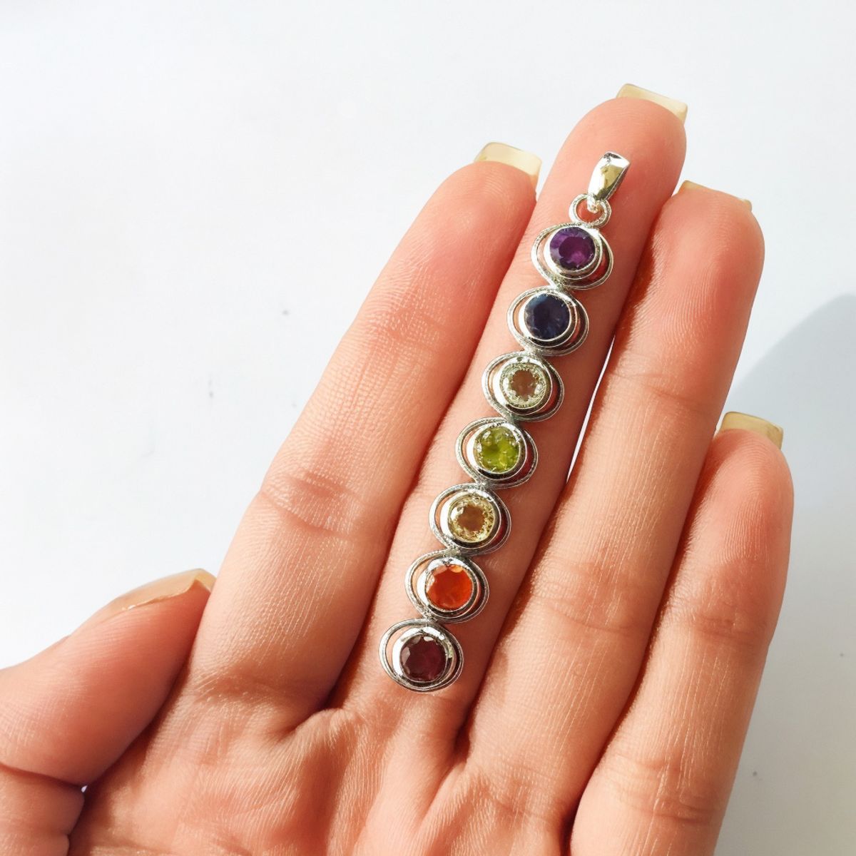 COGGIOLA - Colgante 7 Chakras Piedras Plata Fina 925