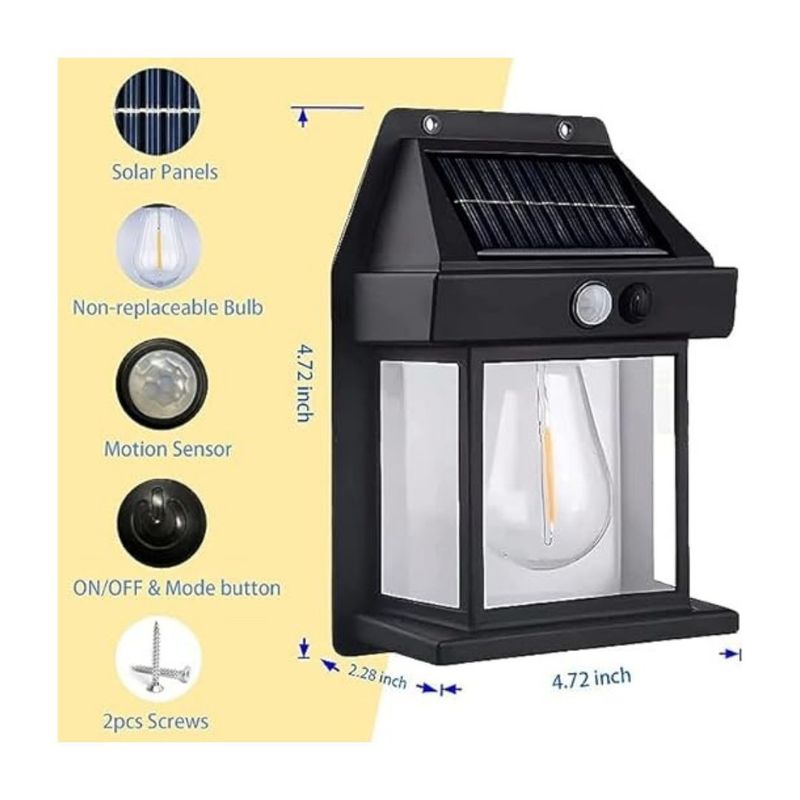 GENERICO - Farol Solar De Pared Con Sensor Movimiento Luz Cálida Exterior