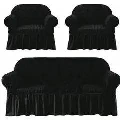 GENERICO - Funda Cubre Sofá Sillón Algodón Turco NEGRO 3-1-1 Cuerpos