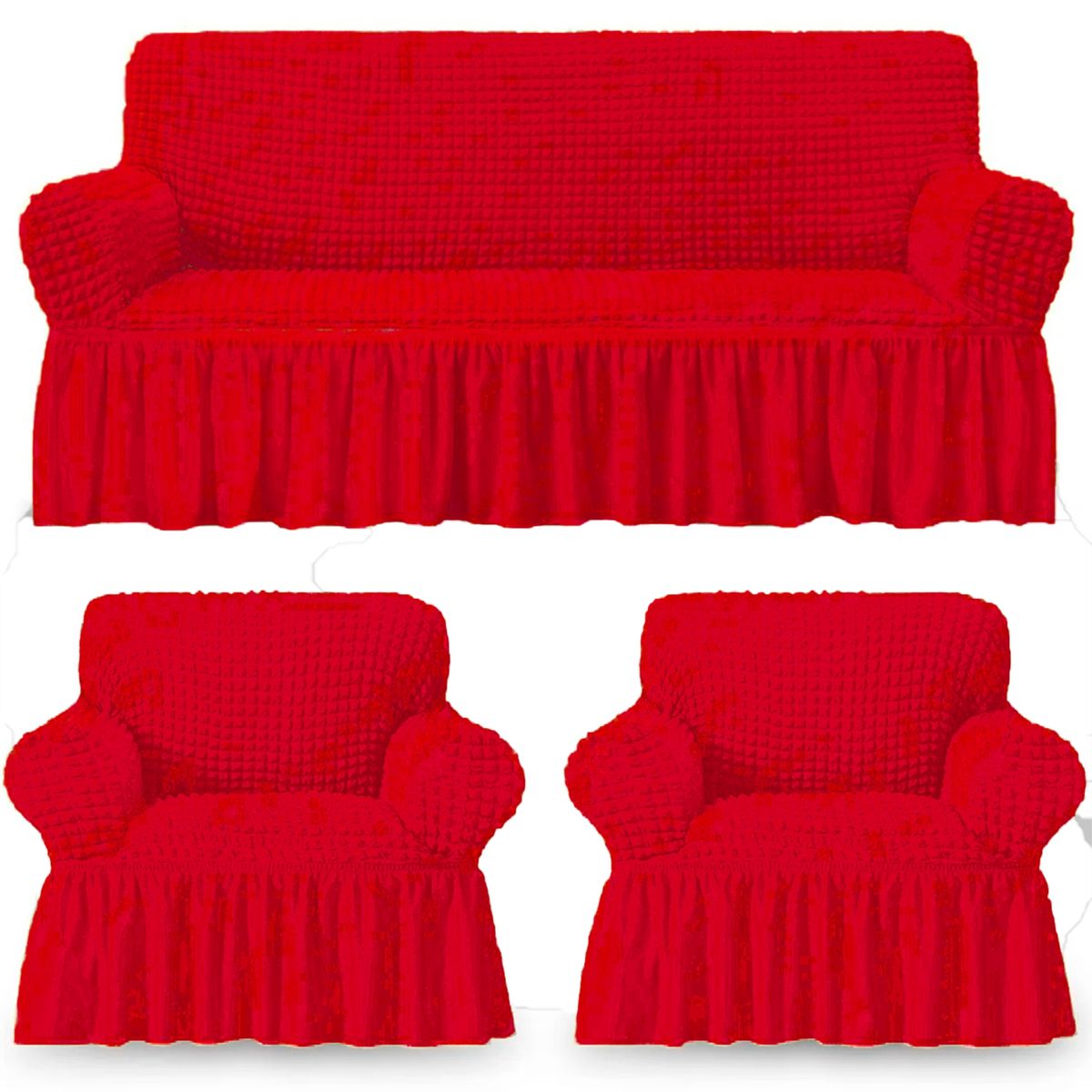 GENERICO - Funda Cubre Sofá Sillón Algodón Turco ROJO ITALIANO 3-1-1 Cuerpos