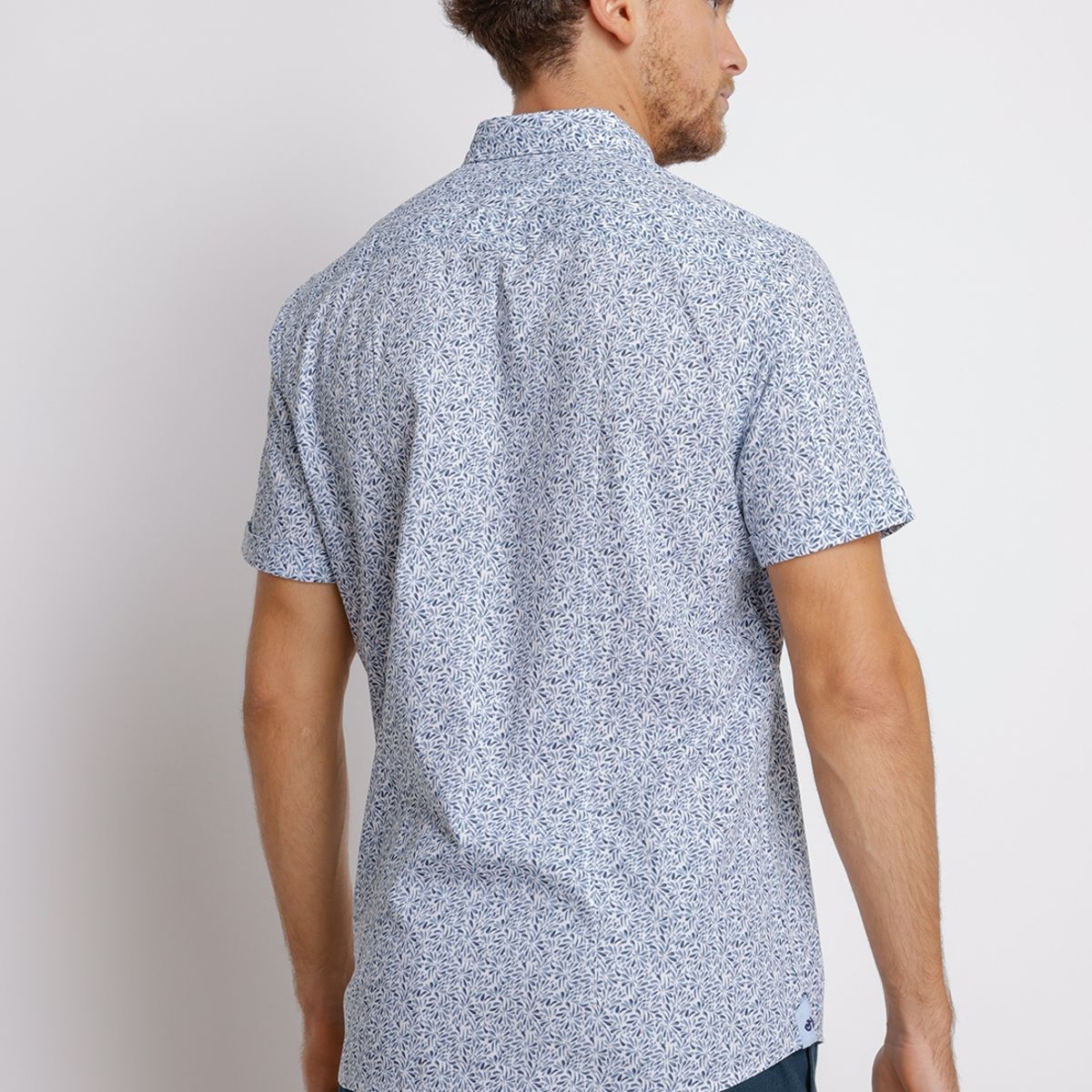 TRIAL - Camisa Manga Corta hombre Casual Relaxed fit Bella Algodón Azul