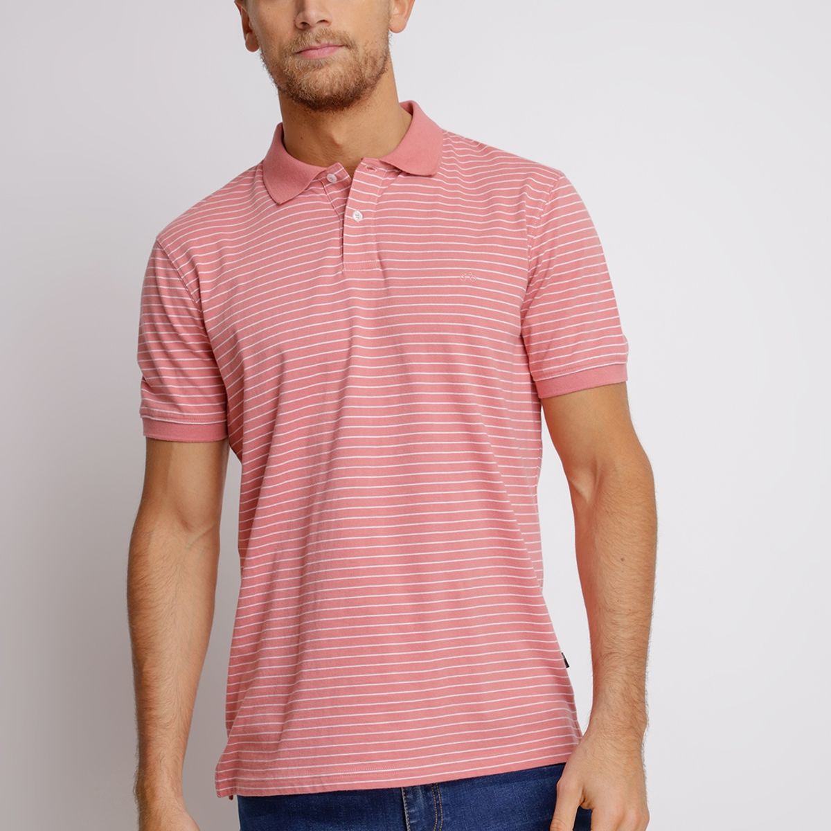 TRIAL - Polera Manga Corta hombre Casual Slim Fit Max Algodón Coral