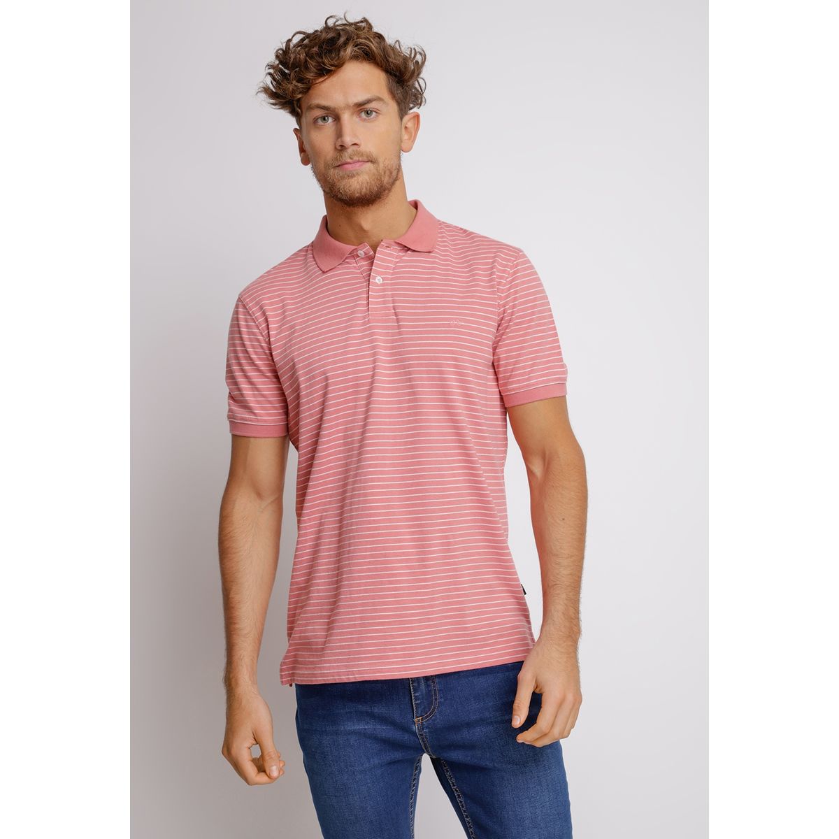 TRIAL - Polera Manga Corta hombre Casual Slim Fit Max Algodón Coral