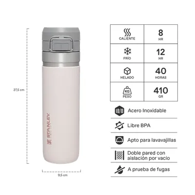 Imagen 2 del producto Botella Botella termica quick flip rosa palo - 709 ml