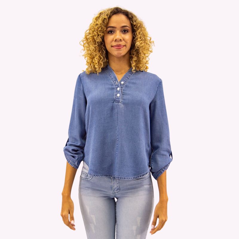 TENTATION - Bluson Tencel Azul Tentation