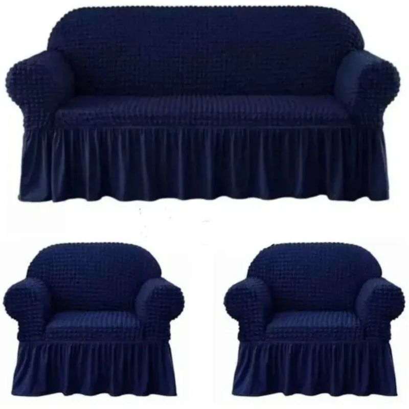 GENERICO - Funda Cubre Sofá Sillón Algodón Turco AZUL OSCURO 3-1-1 Cuerpos