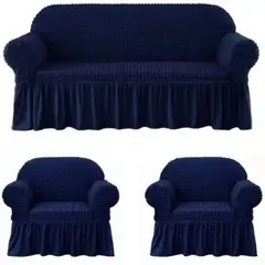 GENERICO - Funda Cubre Sofá Sillón Algodón Turco AZUL OSCURO 3-1-1 Cuerpos