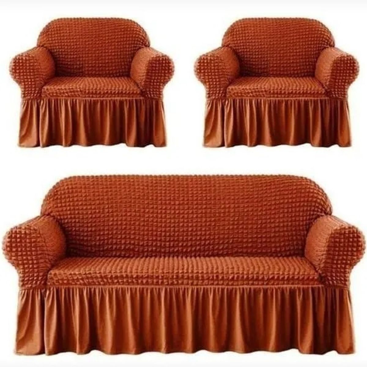 GENERICO - Funda Cubre Sofá Sillón Algodón Turco TERRACOTA 3-1-1 Cuerpos