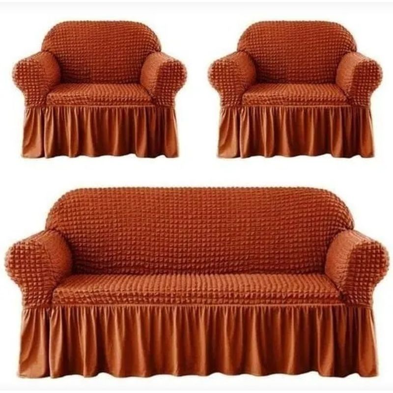 GENERICO - Funda Cubre Sofá Sillón Algodón Turco TERRACOTA 3-1-1 Cuerpos