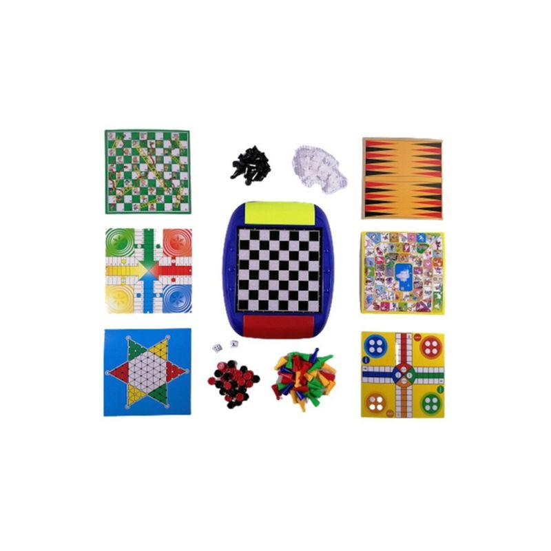 GENERICO - Juego De Mesa 7 X 1 Damas - Ajedrez - Backgammon - Ludo - Es GENERICO