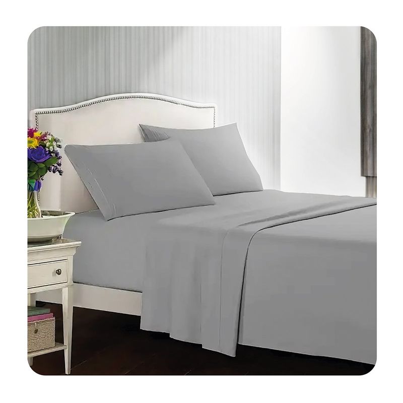 HOMELY - Sábanas Homely King 400 Hilos Soft Gris