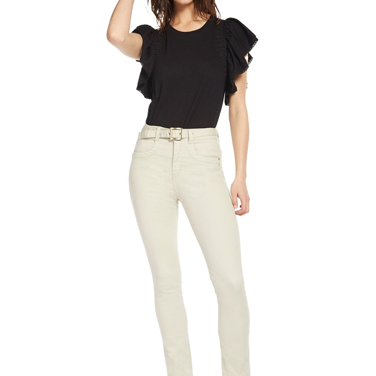 AMALIA JEANS - Jeans Marfil Tiro Alto Regular 4457  