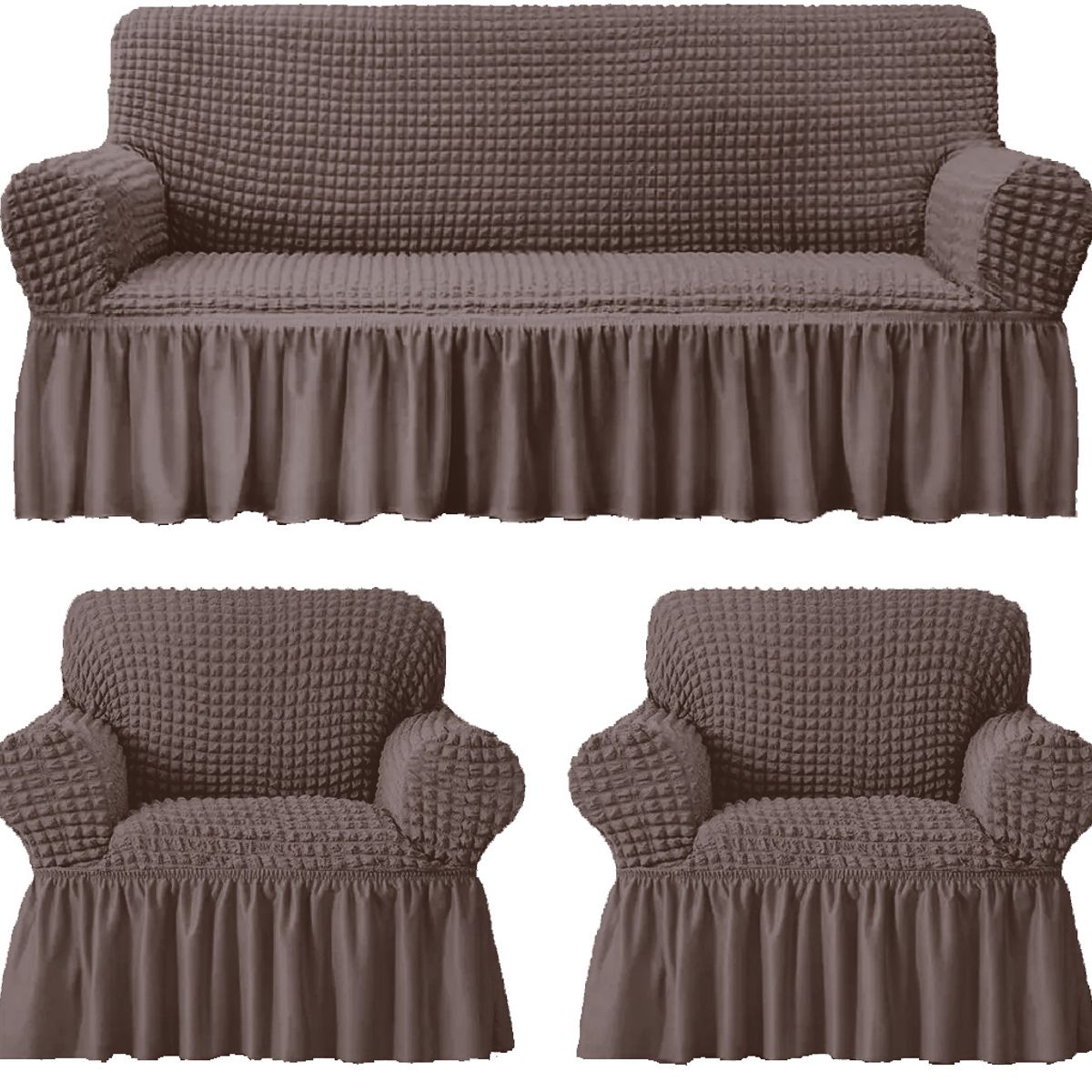 GENERICO - Funda Cubre Sofá Sillón Algodón Turco CAFE CHOCOLATE 3-1-1 Cuerpos