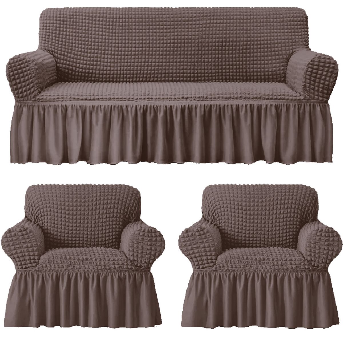 GENERICO - Funda Cubre Sofá Sillón Algodón Turco CAFE CHOCOLATE 3-1-1 Cuerpos