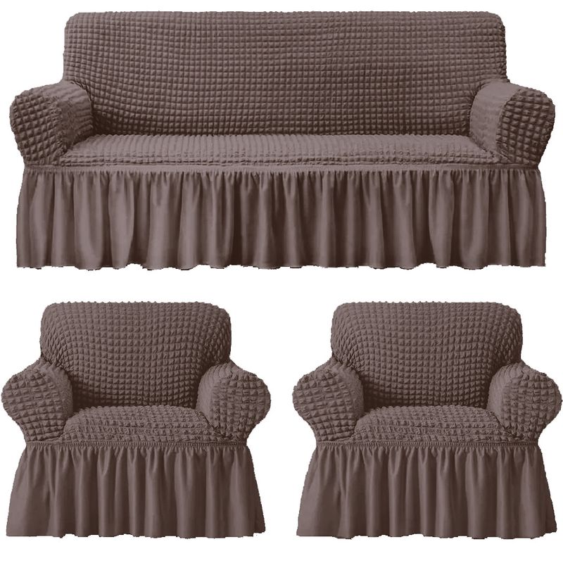 GENERICO - Funda Cubre Sofá Sillón Algodón Turco CAFE CHOCOLATE 3-1-1 Cuerpos