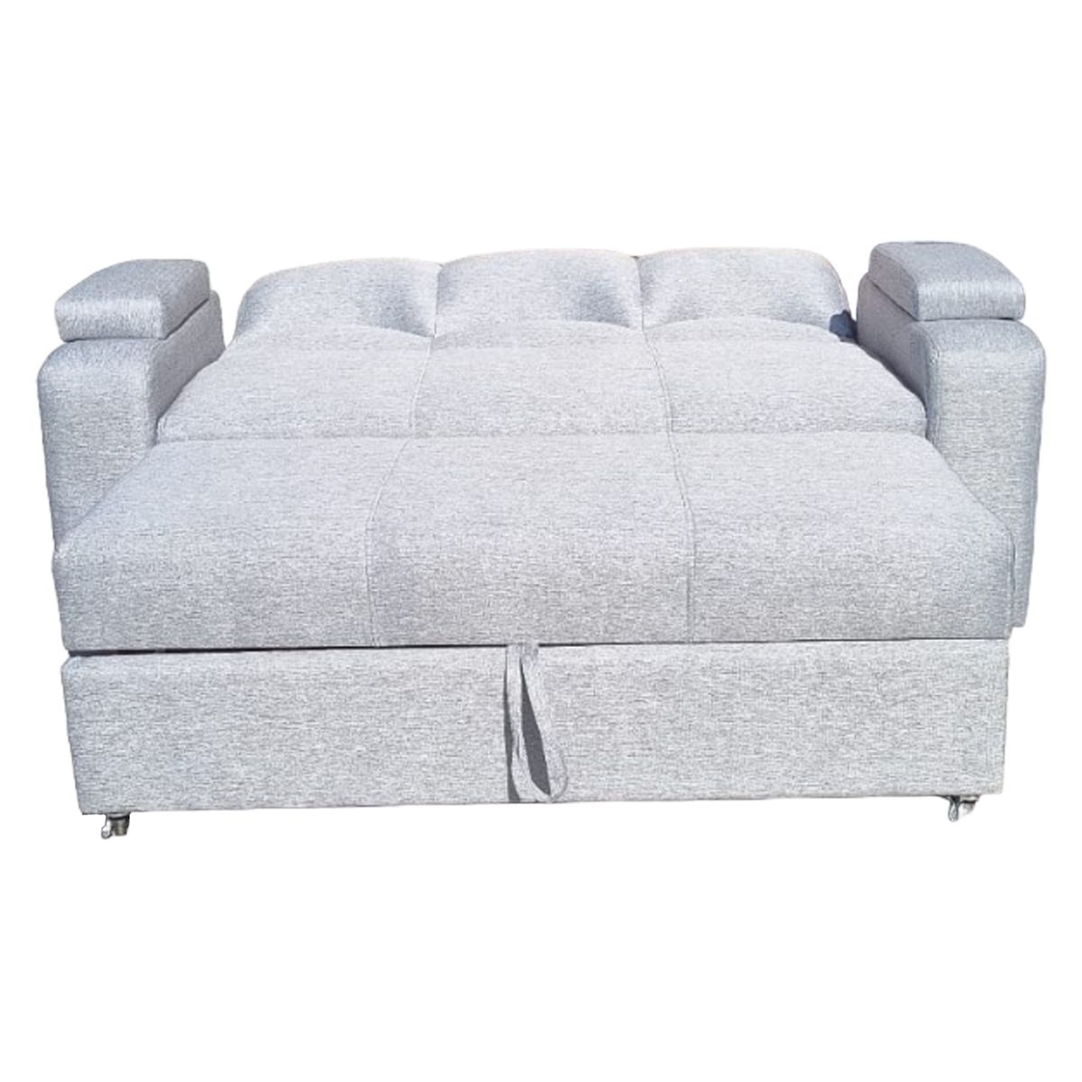 MUEBLERIA LATINA - SOFA CAMA FUNCIONAL 2 PZ DECO LINO IMPERMEABLE GRIS CLARO
