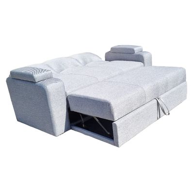 Imagen 2 del producto SOFA CAMA FUNCIONAL 2 PZ DECO LINO IMPERMEABLE GRIS CLARO