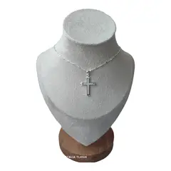 GENERICO - Cadena con colgante cruz circones de plata 925