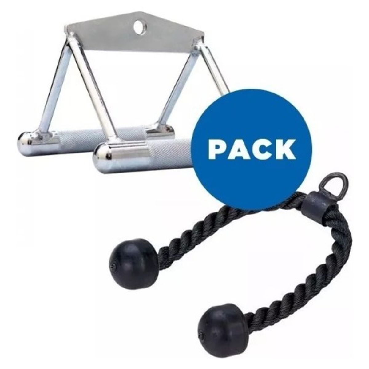 U BUY - Pack Manilla Doble Cromada + Cuerda Triceps - Maquina Polea
