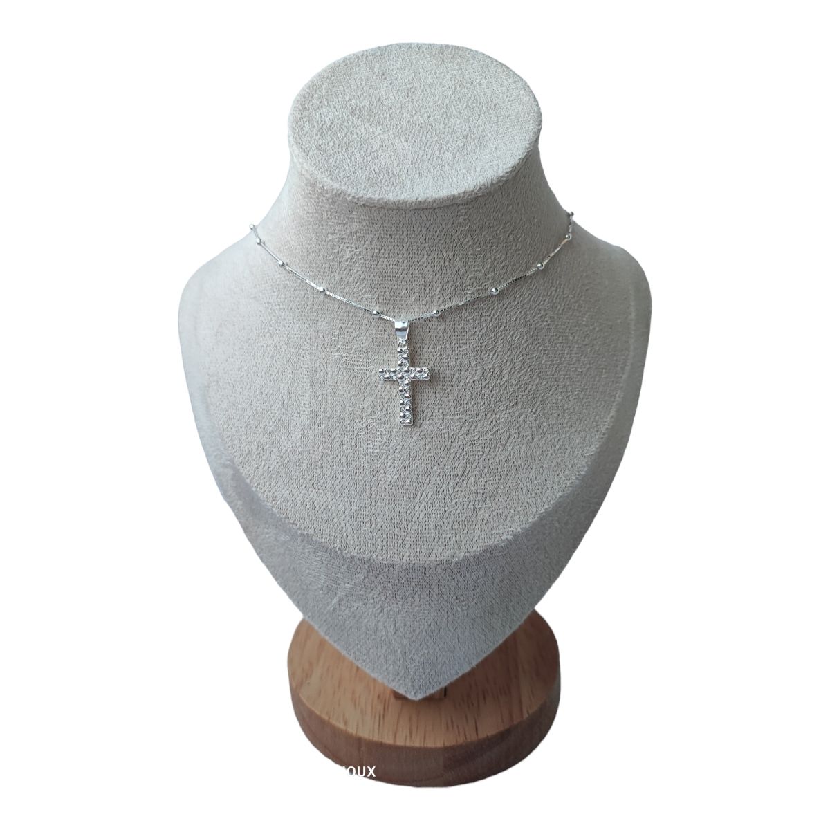GENERICO - Cadena con colgante cruz circones de plata 925