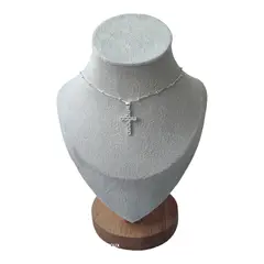 GENERICO - Cadena con colgante cruz circones de plata 925