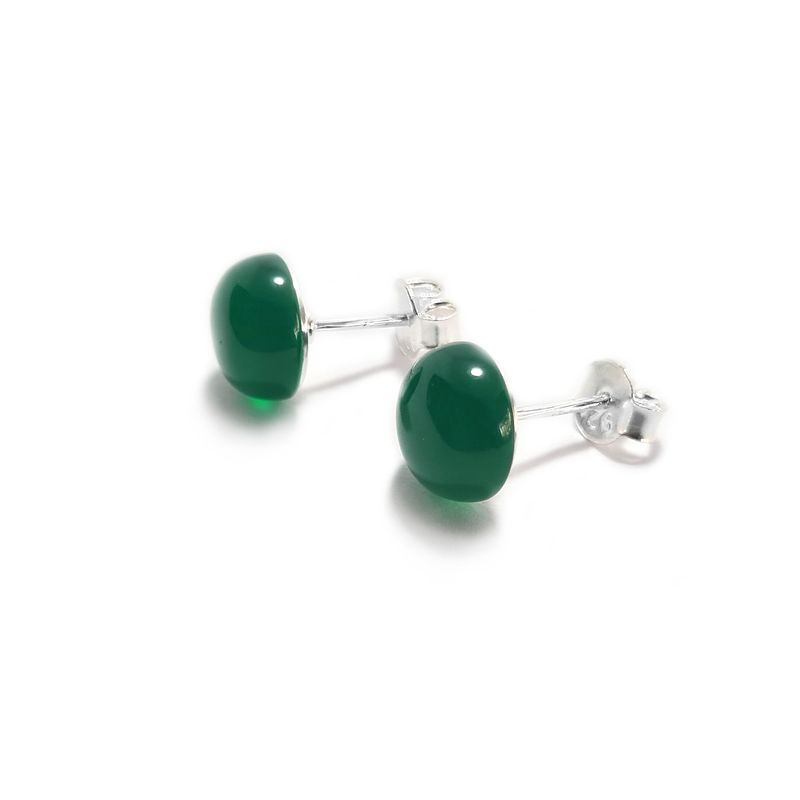 ANDREA COGGIOLA JOYAS - Aros Media Bola Ónix Verde 9mm Plata Fina 925