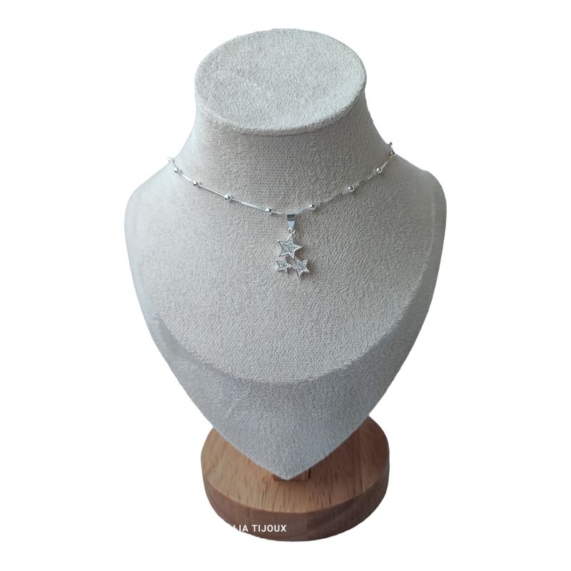 GENERICO - Cadena con colgante estrellas circones de plata 925