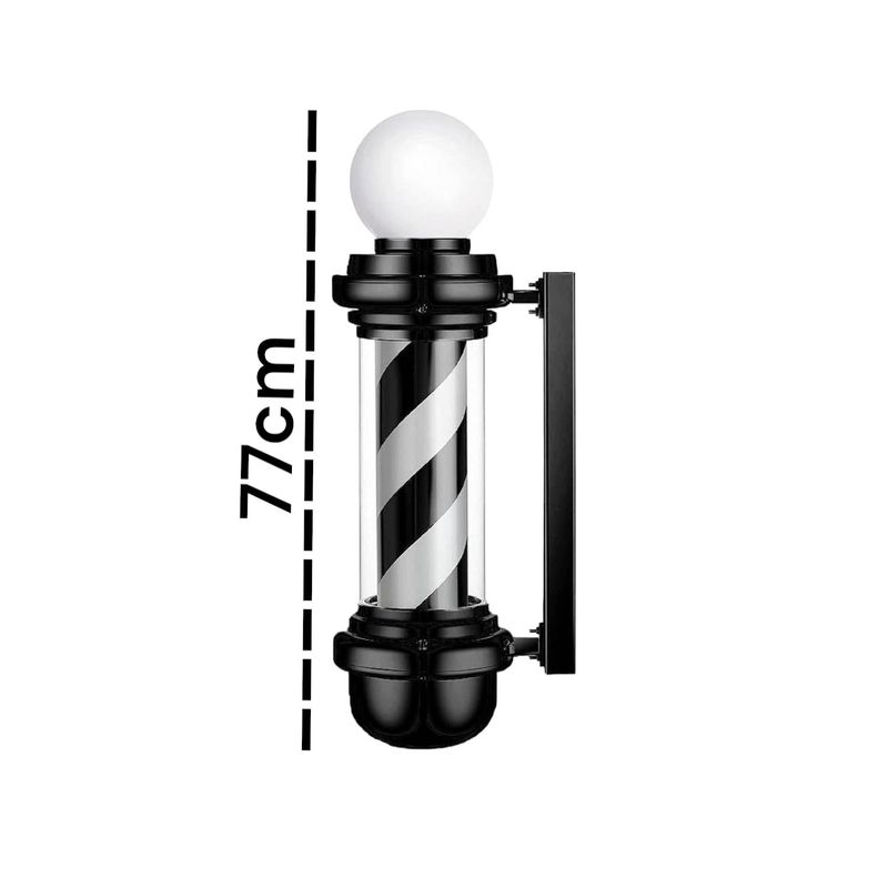 GENERICO - Poste De Barberia Clasica 77cm Blanco Con Negro Iluminado