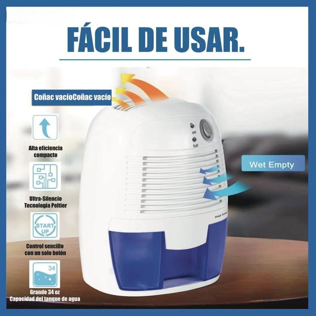 U BUY - Deshumidificador Electrico 500ml Aire Elimina Humedad