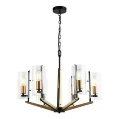 GENERICO - Lampara Colgante Estilo Candelabro Metal Y Vidrio