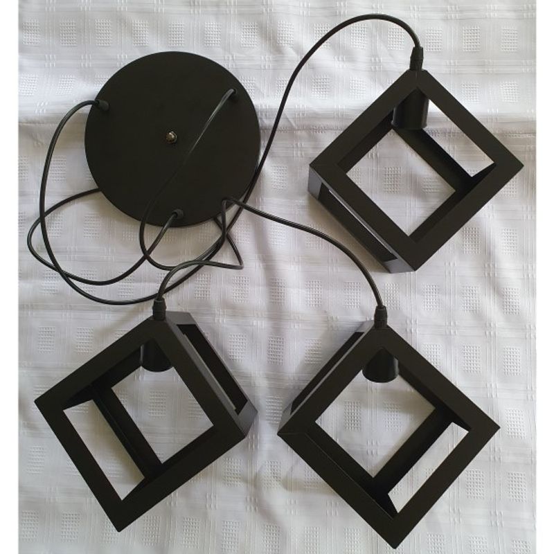 GENERICO - Lampara Colgante Vintage Industrial Metal Cubo Con Ampolleta