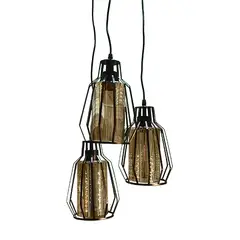 GENERICO - Lampara Colgante Metal Vidrio Industrial Elegante 3 Luces