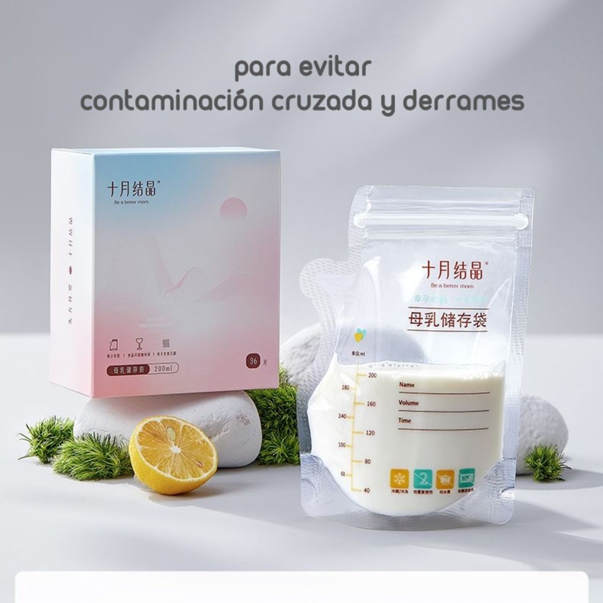 LUBABYCAS - Bolsa Para Leche Maternal 36 Unidades Y 1 Plumón Lubabycas