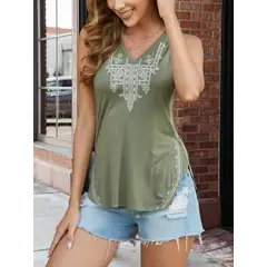 MOSS ROSE - Chaleco bohemio estampado bordado bohemio para mujer
