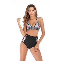 MOSS ROSE - Bañador bikini de cintura alta para mujer con estampado bikin.