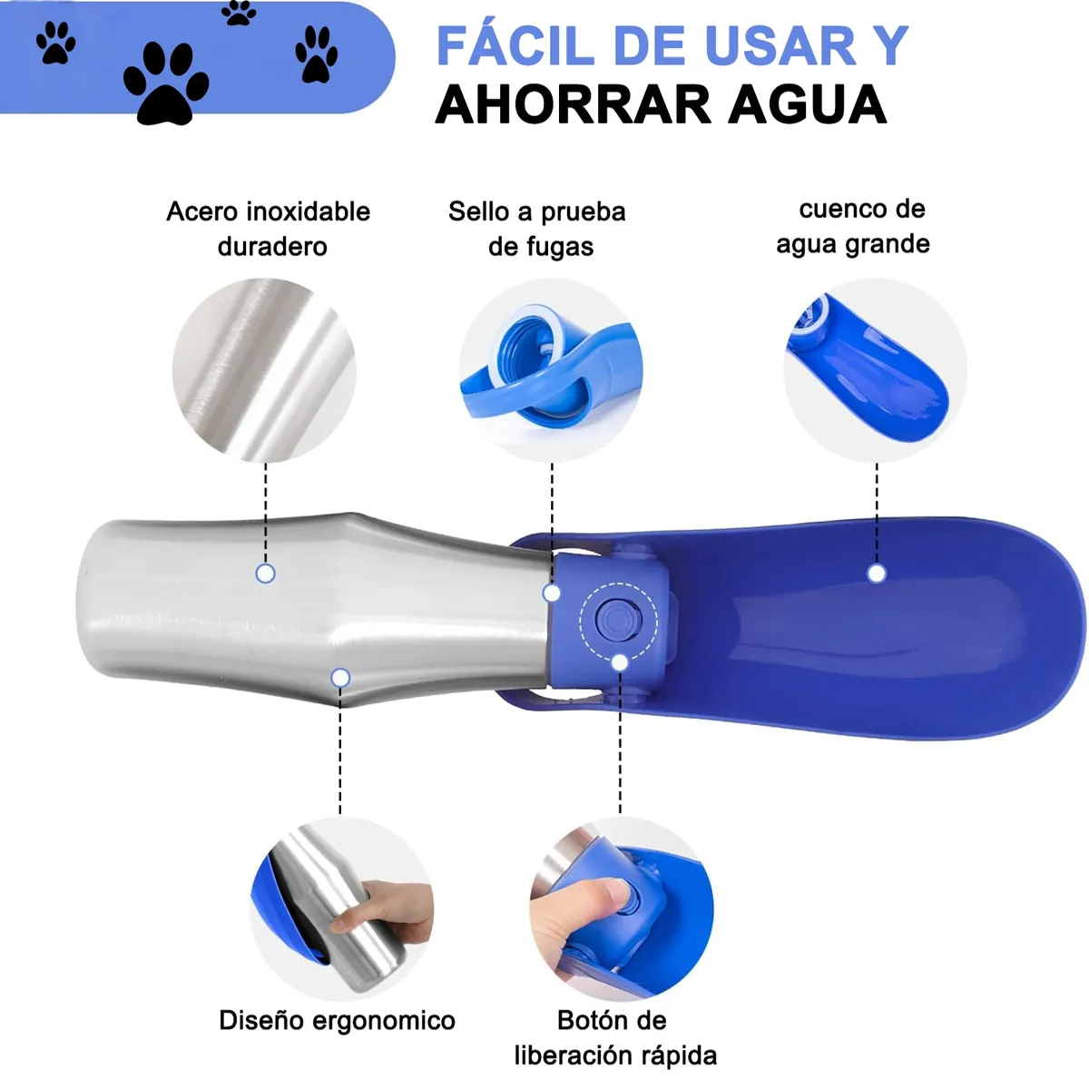 COREJOY - Botella de agua portátil para mascotas y perros con bebedero
