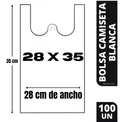 GENERICO - Bolsa Camiseta Blanca 28x35cm 100un Bolsa Plastica