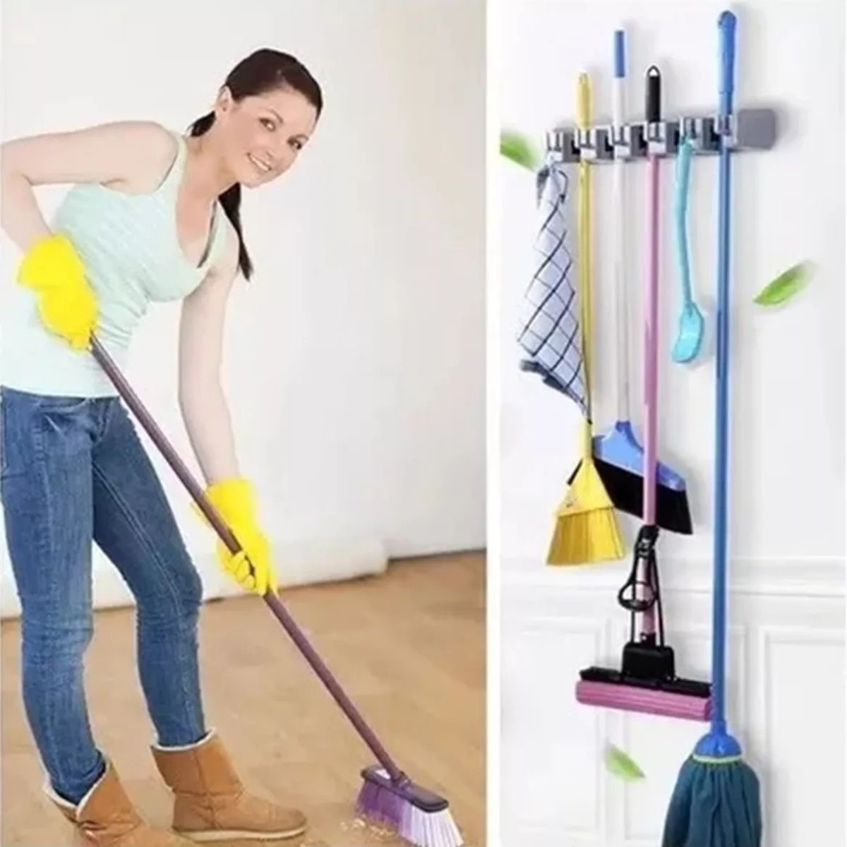 GENERICO - Organizador Escoba Soporte De Pared Para Escoba Rack Colgado.