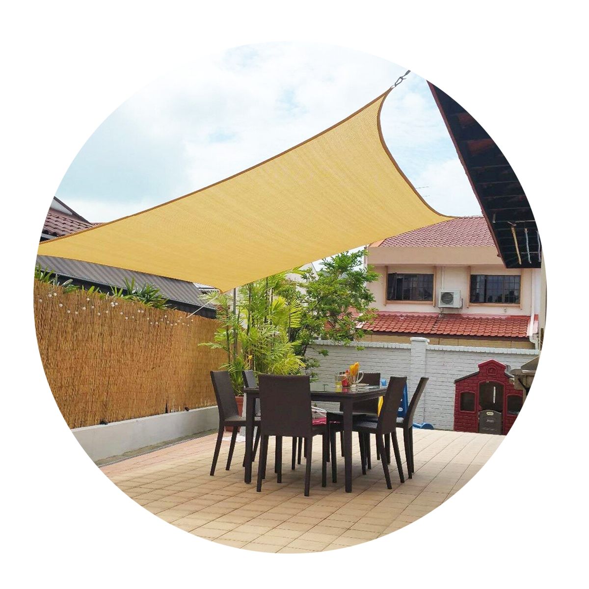 GENERICO - Lona Toldo Vela Sombra 5x4m Malla Hpde Anti Uv Rectangular