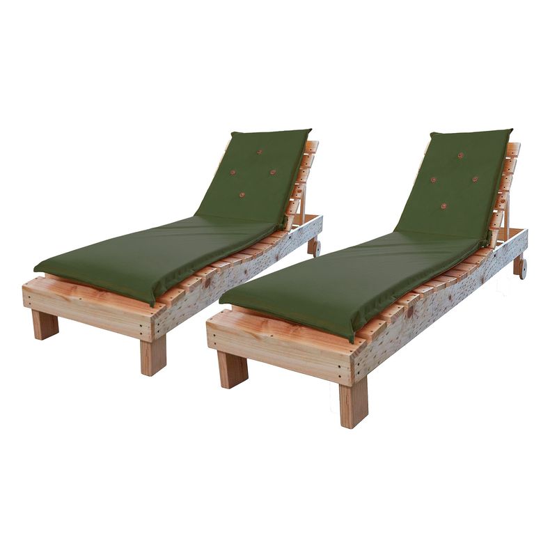 CHILENA CASAGRANDE - REPOSERA TERRAZA Y MESA  MADERA / COJIN VERDE