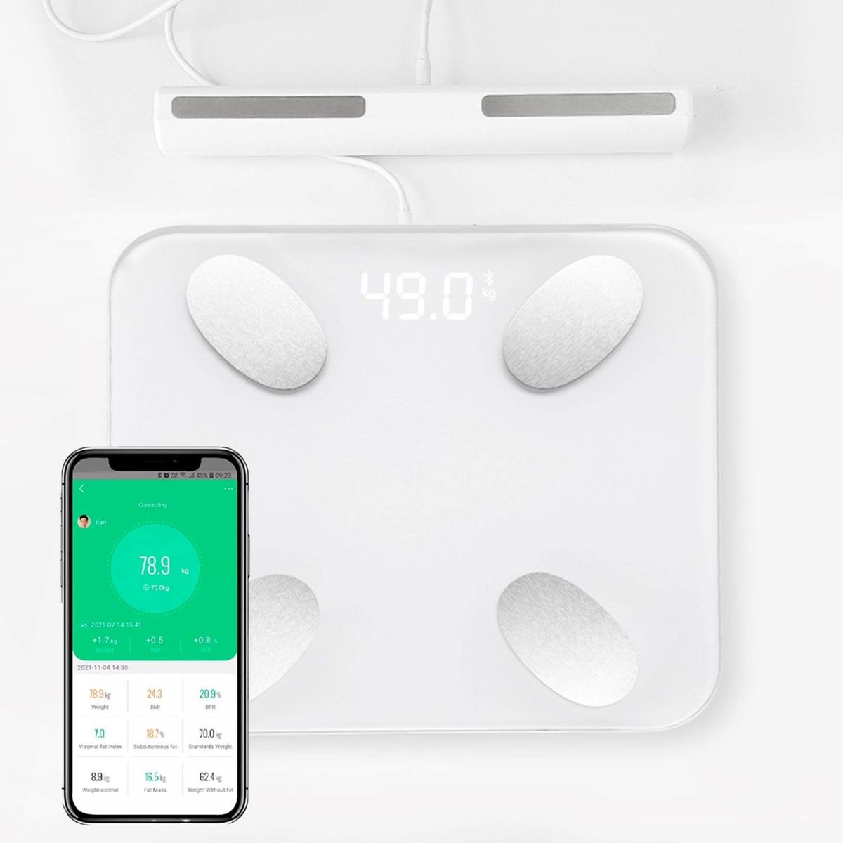 VITALIA TECHNOLOGY - Balanza Pesa Digital Inteligente Baño APP BT Extra Precision