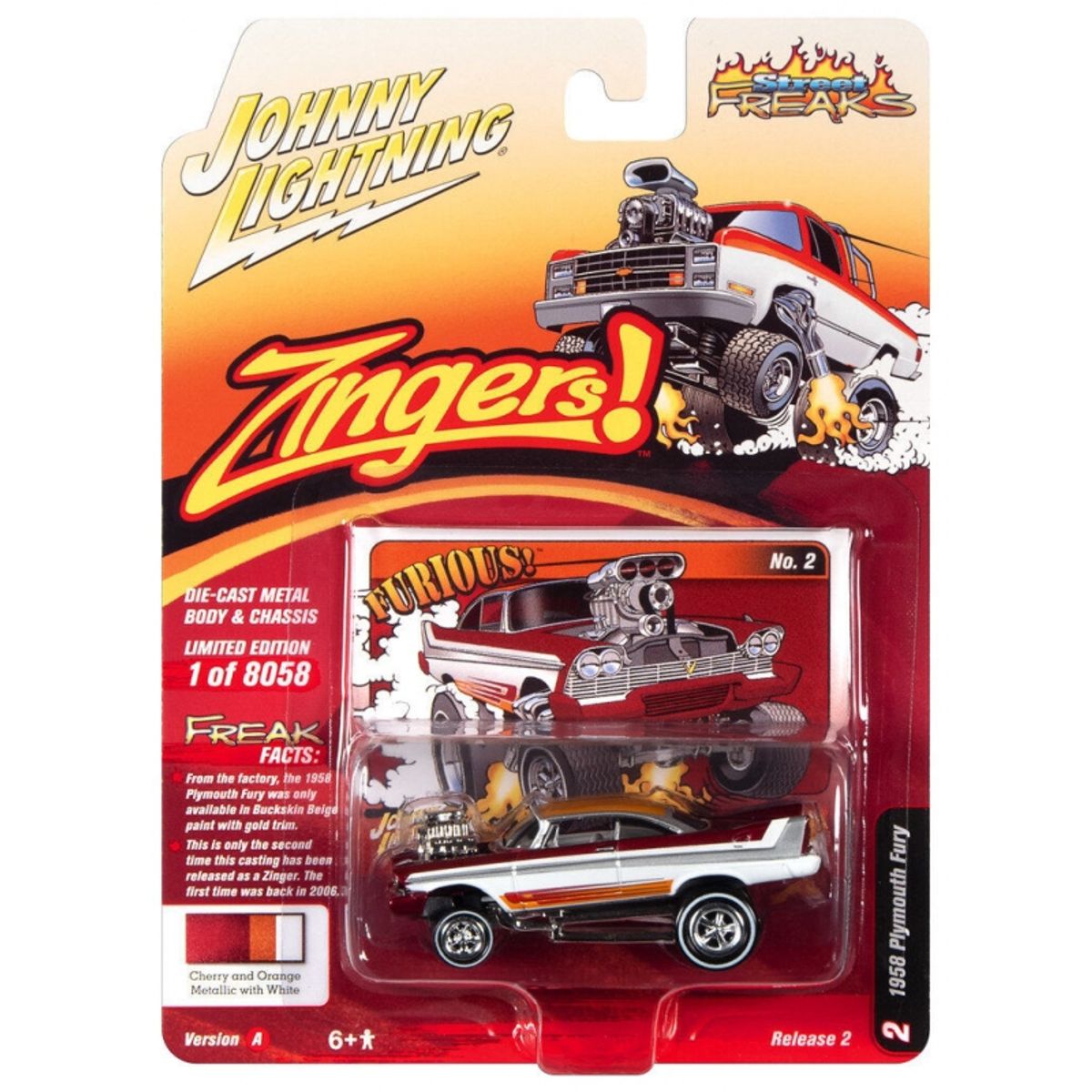 GENERICO - JOHNNY JLSP251A 1:64 1958 PLYMOUTH FURYA? ( ZINGERS ) CHERRY