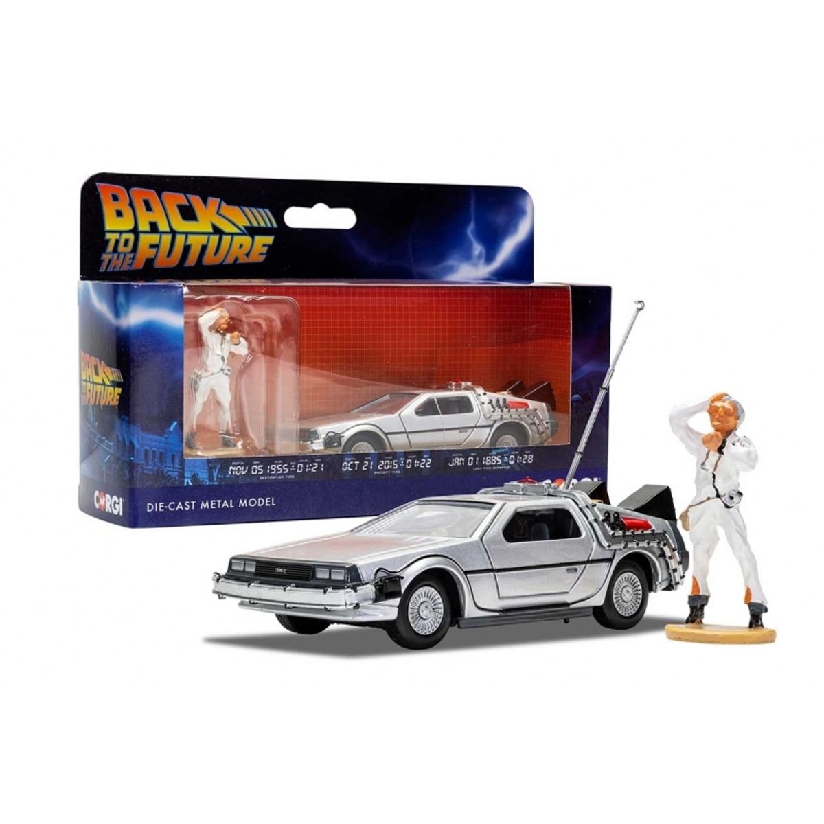 GENERICO - CORGI CC05503 1-36 DELOREAN DMC WITH DOC BROWN FIGURE * BACK