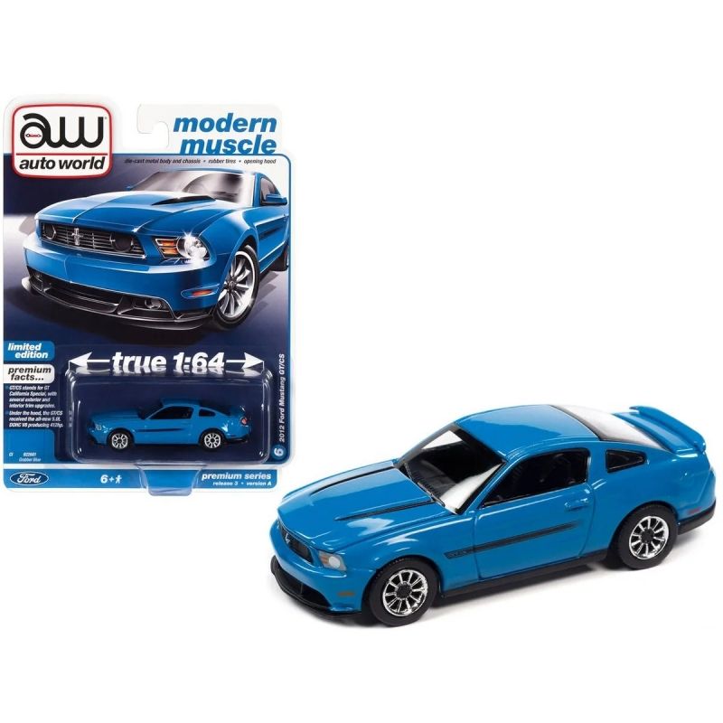 GENERICO - AUTOWORLD AWSP112 1:64 2012 MUSTANG GT CS BLUE BLK HOOD