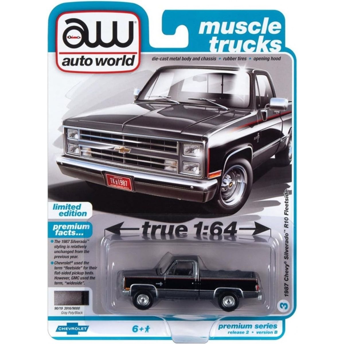 GENERICO - AUTOWORLD AWSP101 1:64 1987 CHEVROLET SILVERADO 10 FLEETSIDE