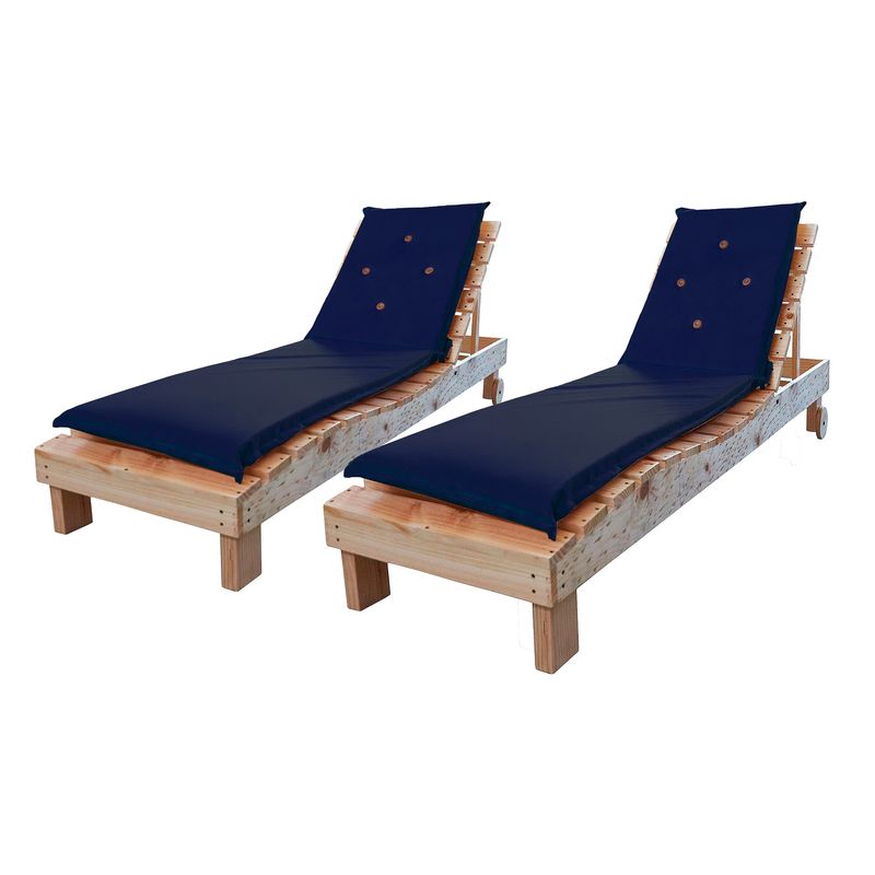 CHILENA CASAGRANDE - REPOSERA TERRAZA Y MESA MADERA  / COJIN AZUL
