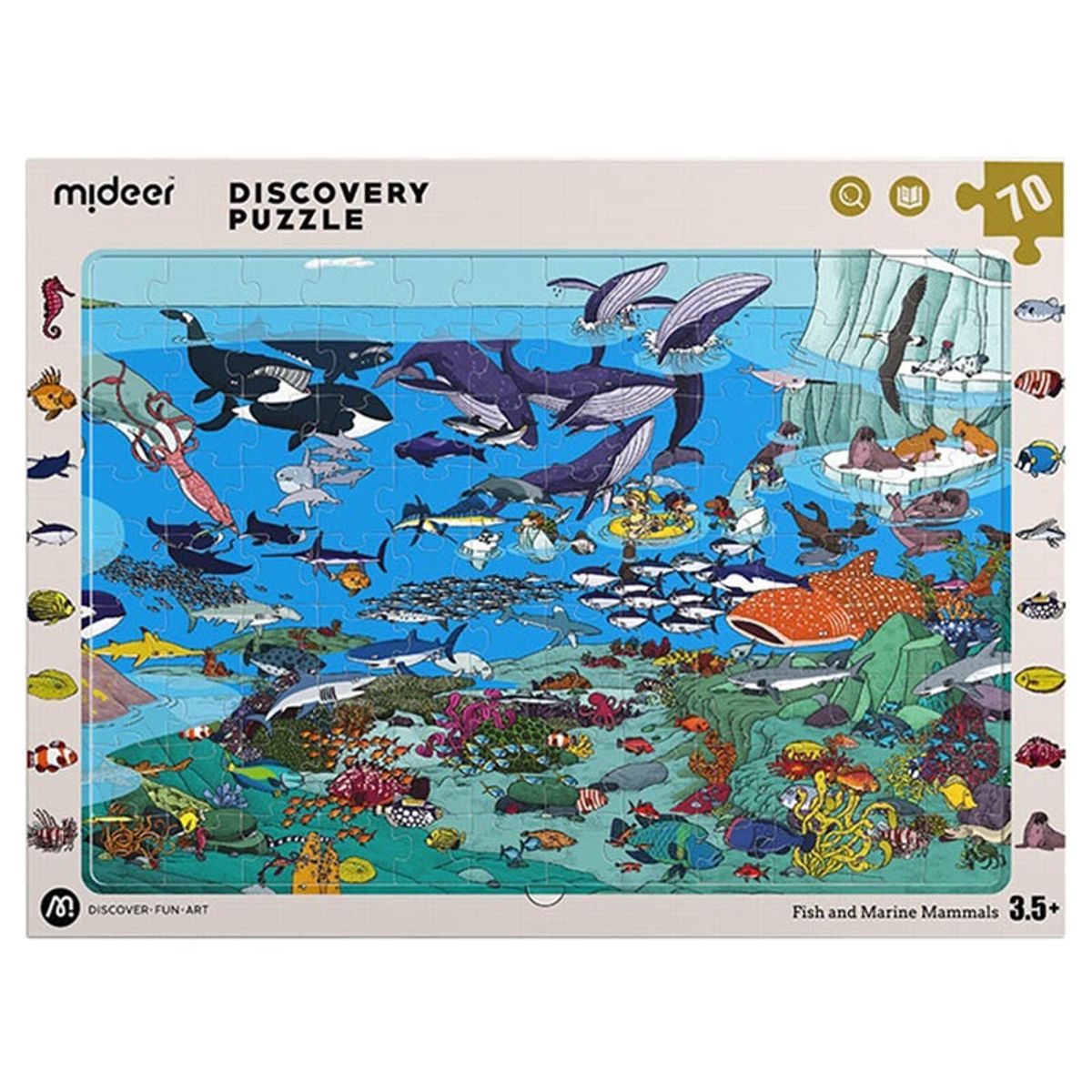 MIDEER - MIDEER MD3247 DISCOVERY PUZZLE BIG ANIAM SMALL ANIMAL FISH